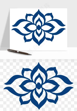 青花瓷花纹花卉图案png免抠