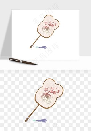 古风扇子元素png免抠