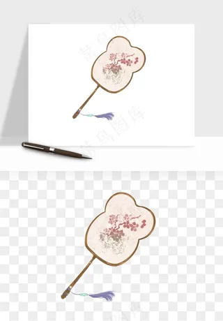 古风扇子元素png免抠