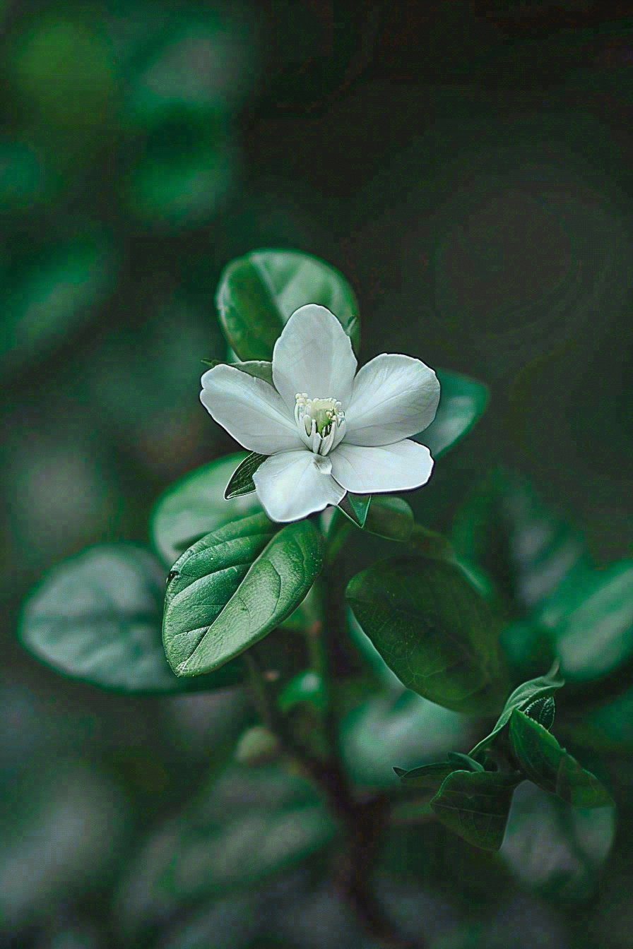 小白花栀子花春天立春春分摄影图