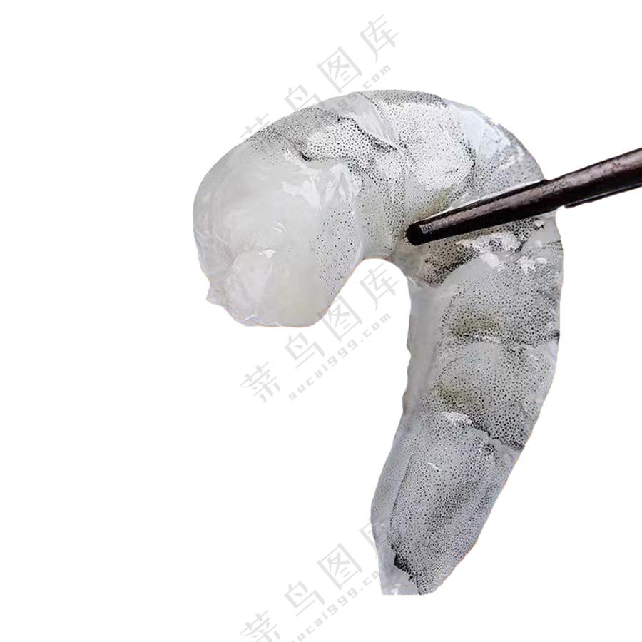 筷子夹着虾仁的透明图