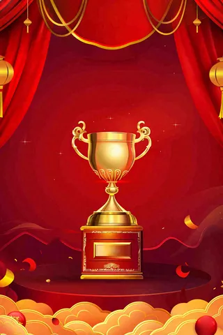 销量冠军销售红色大气奖杯背景