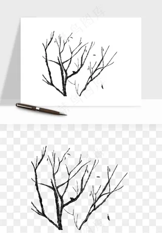 雪树枯树冬天树木png免抠