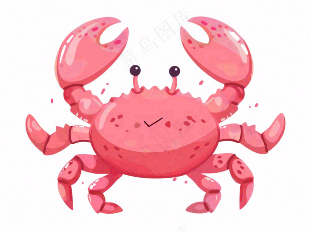 螃蟹海洋动物卡通插画免抠