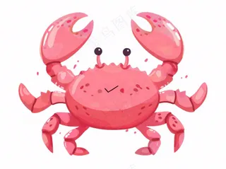 螃蟹海洋动物卡通插画免抠
