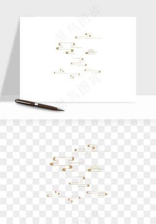 国潮线条祥云装饰png免抠