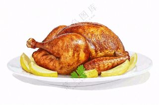 烤鸡食物免抠