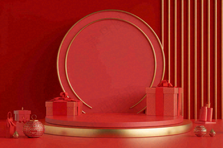 电商促销简约立体几何海报背景电商C4D展台背景