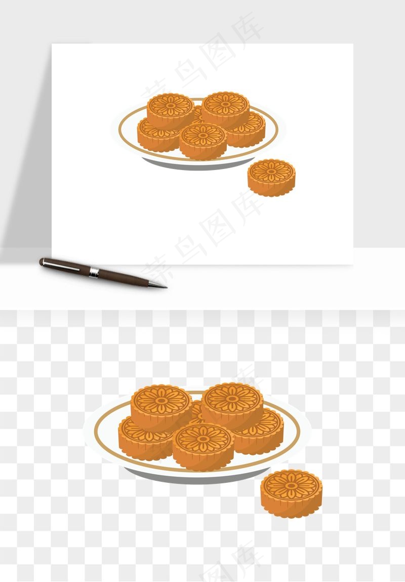 手绘月饼中秋png免抠