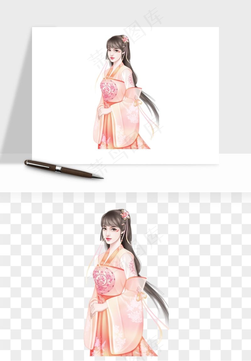 古风美人女子背影png免抠