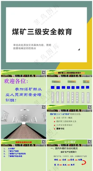 绿色职场风XX煤矿新员工三级安全教育培训预览图