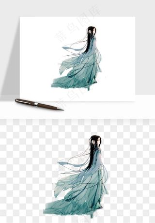 古风美人女子背影png免抠