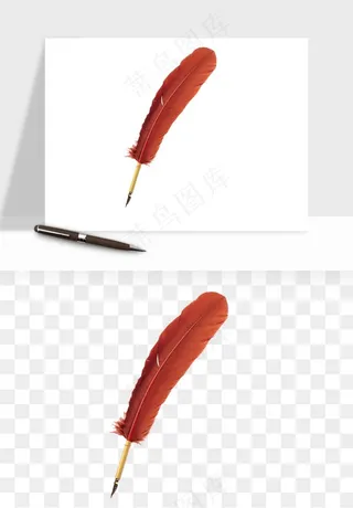 复古羽毛笔png免抠