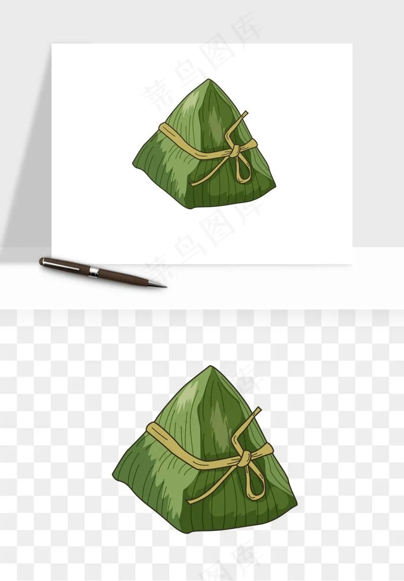 国潮粽子手绘肉粽png免抠
