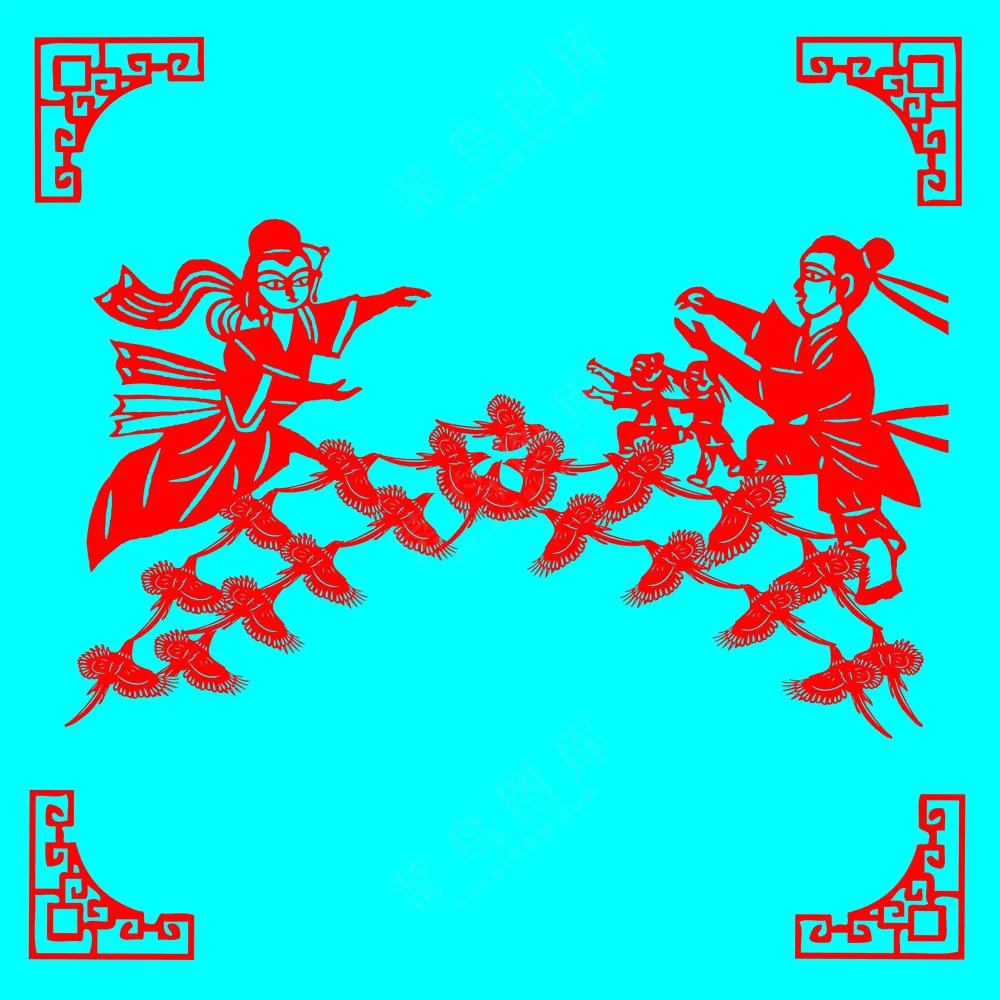 红色 传说 鹊桥会 剪纸
