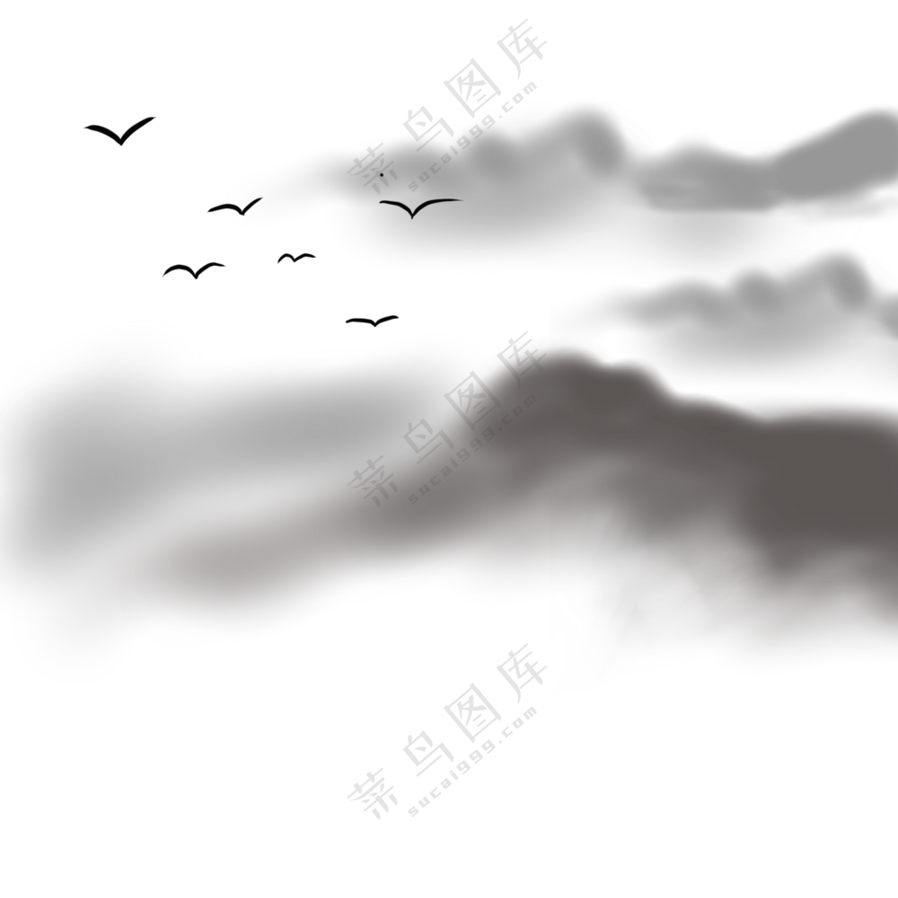 水墨远山意境写意山水画面