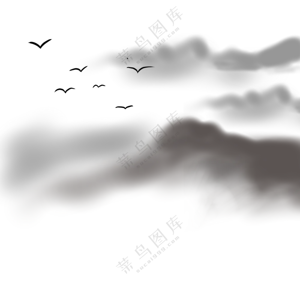 水墨远山意境写意山水画面