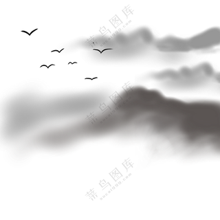 水墨远山意境写意山水画面