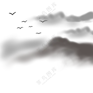 水墨远山意境写意山水画面