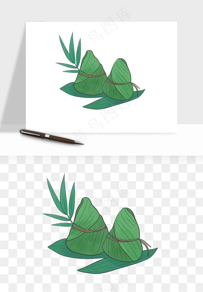 国潮粽子手绘肉粽png免抠