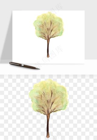水彩手绘树木png免抠