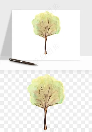 水彩手绘树木png免抠