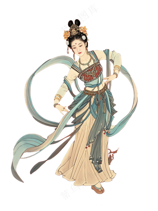 免抠中国风中国画仙女人物