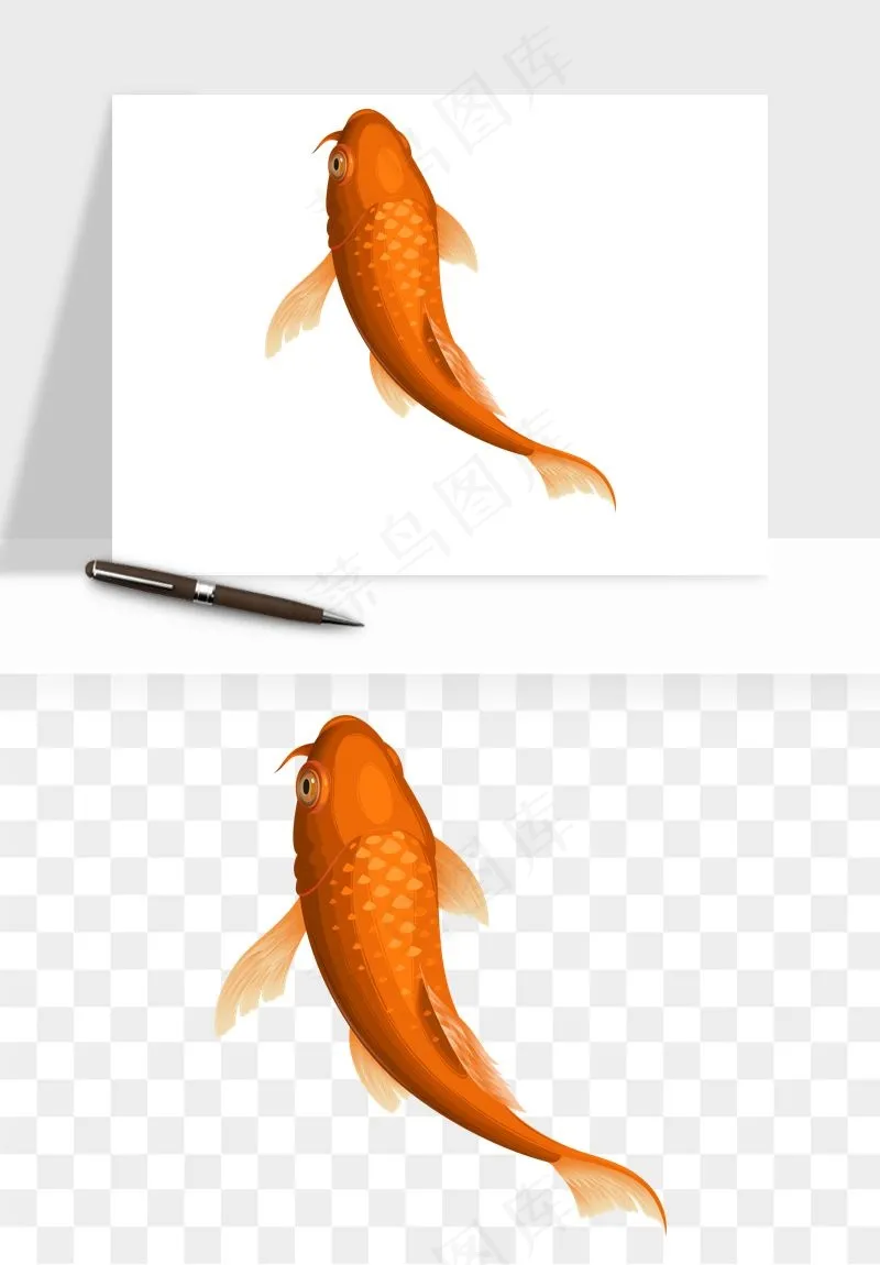 锦鲤鱼手绘水墨png免抠