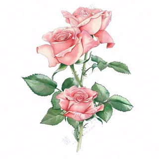 粉色玫瑰花鲜花插画免抠