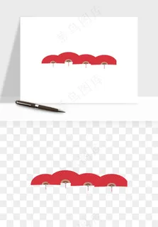 古风扇子元素png免抠