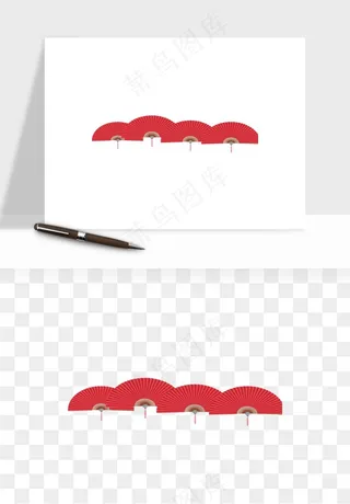 古风扇子元素png免抠