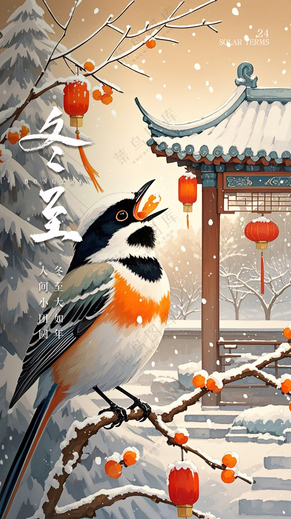 冬至简约唯美节气节日大气海报