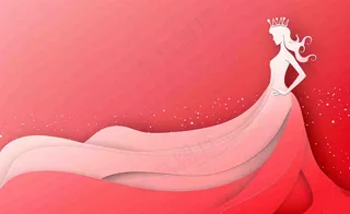 红色立体剪贴画女王女生节妇女节插画背景