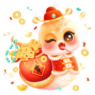 蛇年IP形象插画2025新春贺岁吉祥物蛇宝宝PSD分层图-36