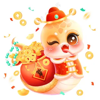 蛇年IP形象插画2025新春贺岁吉祥物蛇宝宝PSD分层图-36