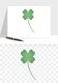 手绘四叶草幸运植物png免抠