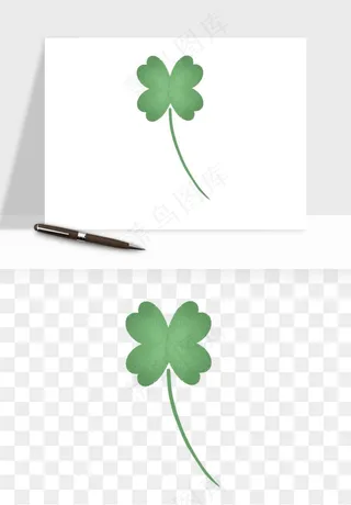 手绘四叶草幸运植物png免抠