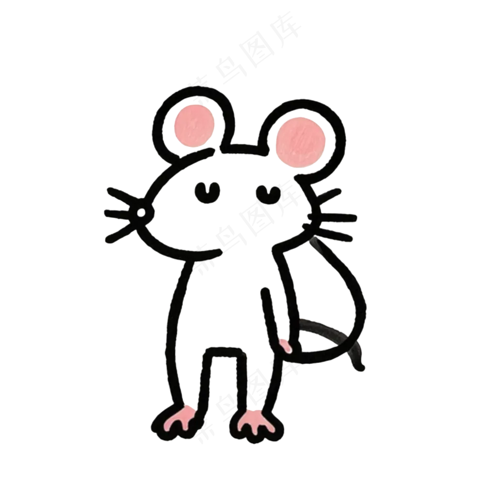 黑色简笔画免抠小老鼠