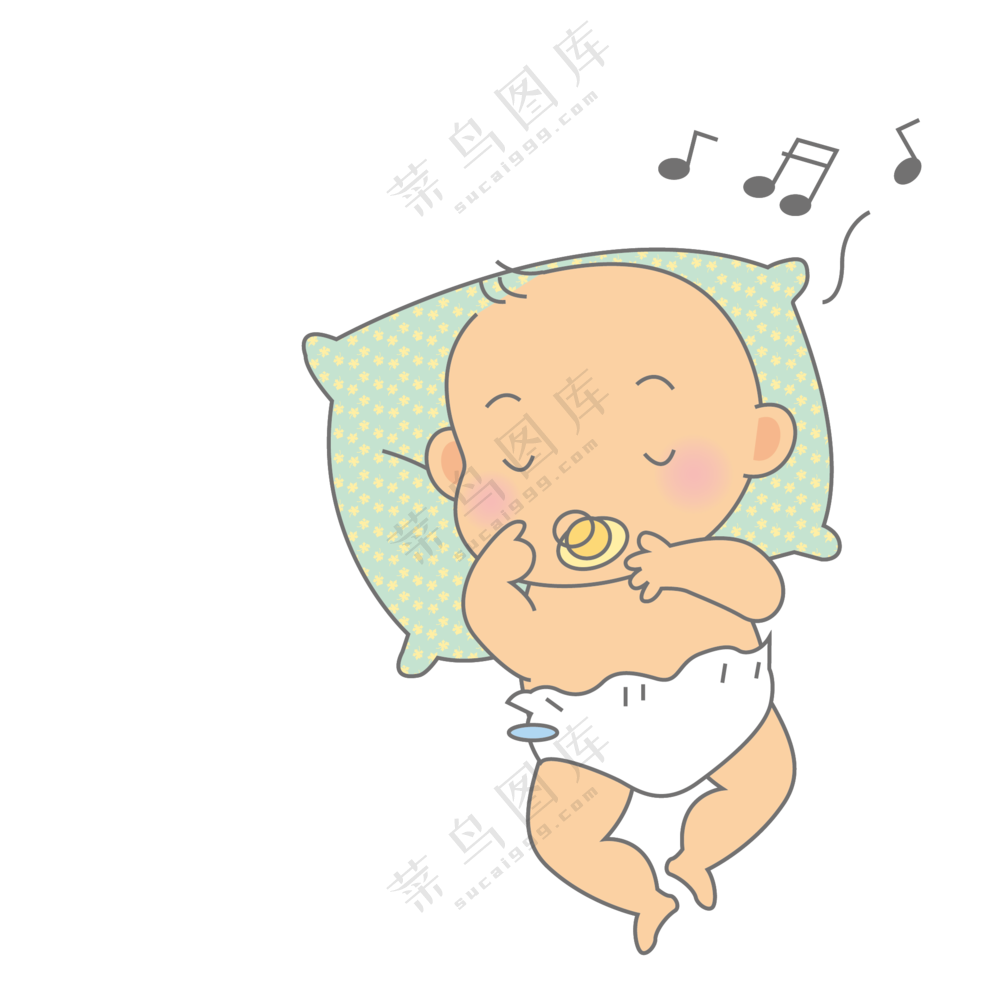 听着睡前音乐入眠的小宝贝免抠图片