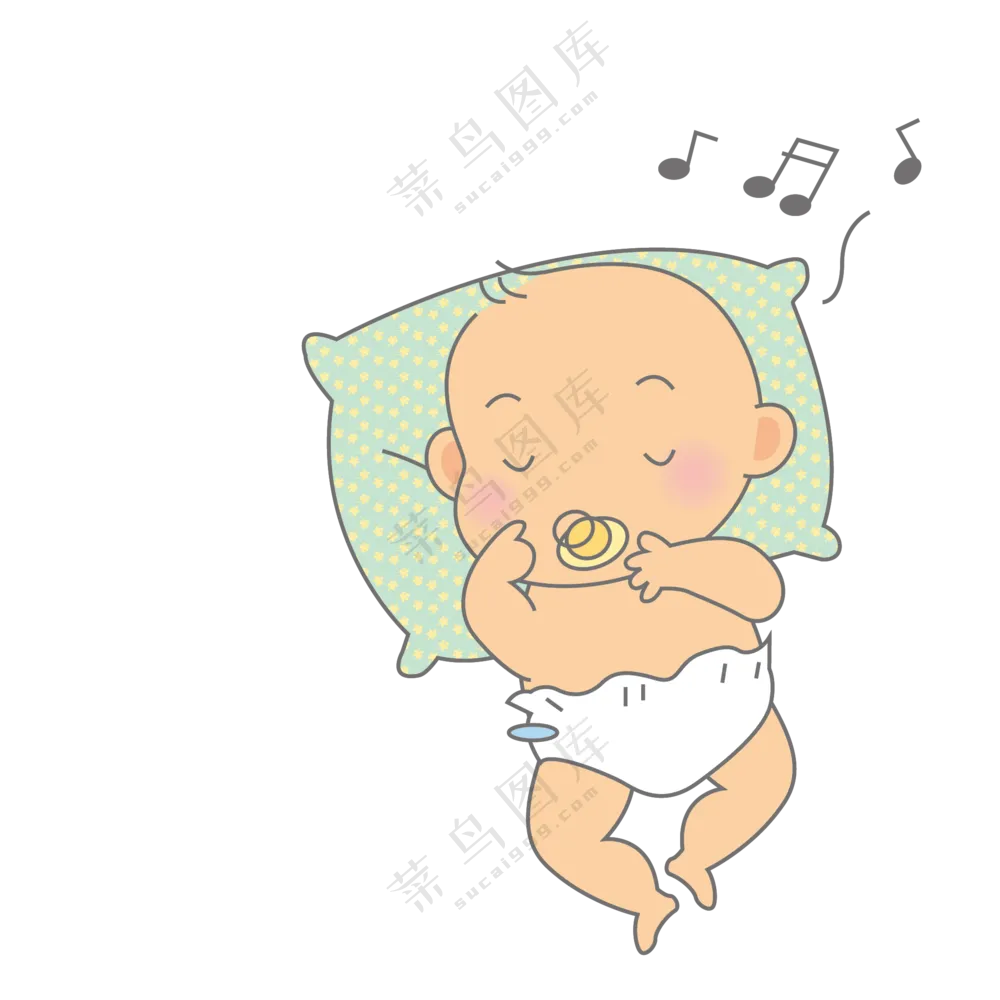 听着睡前音乐入眠的小宝贝免抠图片