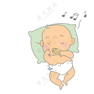 听着睡前音乐入眠的小宝贝免抠图片