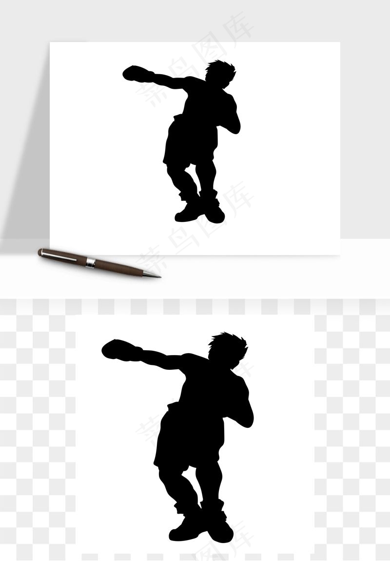 拳击空手道人物剪影矢量