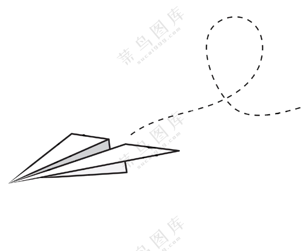 拖着虚线的纸飞机元素免抠图片素材