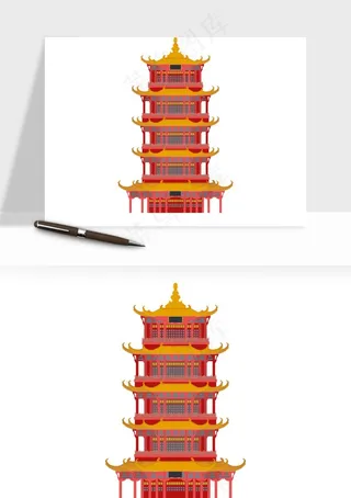 国潮风古建筑古楼古塔鼓楼ai,png免抠图