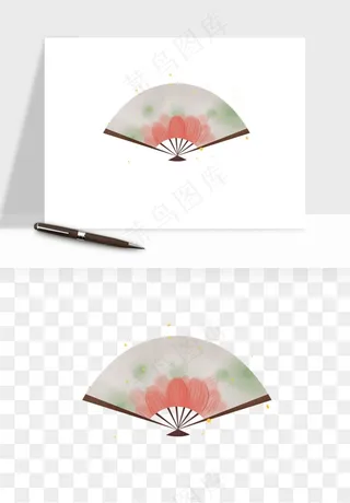 古风扇子元素png免抠