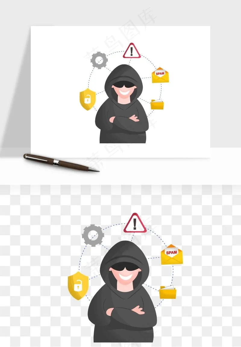 卡通小偷黑客png免抠