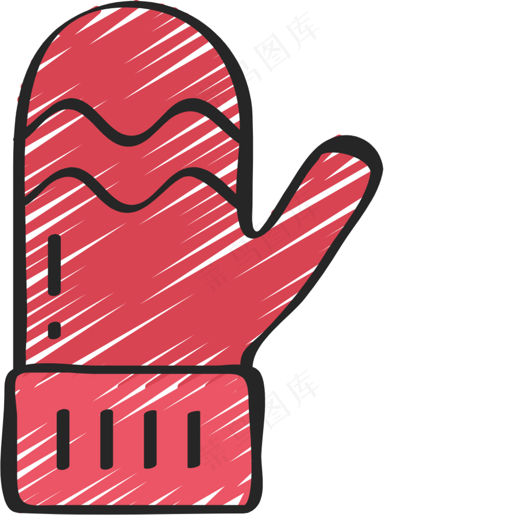 红色联指手套 铅笔手绘图标icon