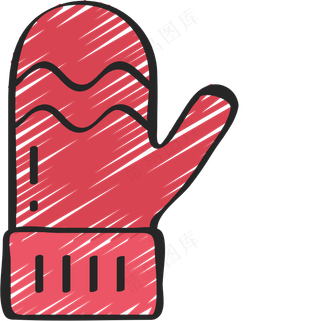 红色联指手套 铅笔手绘图标icon