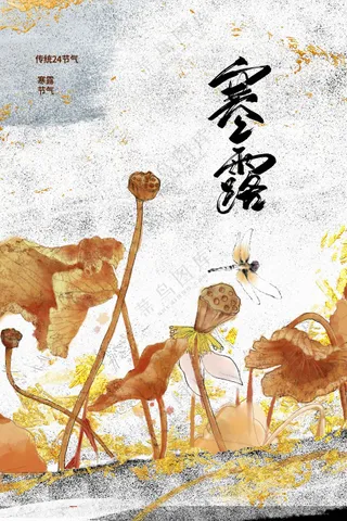 插画复古寒露节气传统海报