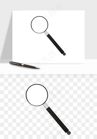 手绘放大镜镜片png免抠